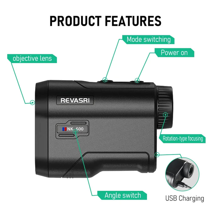 Golf Laser Rangefinder 5–600m / 5–1000m — Slope Compensation, Flag-Lock & USB-C Rechargeable