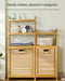Adjustable Bamboo Laundry Hamper & Bathroom Rack with Pull-Out Shelves