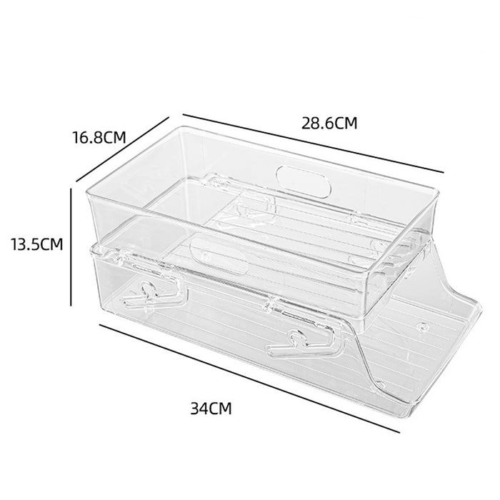 2-Tier Automatic Roll-Down Fridge Drink Dispenser — Clear Stackable Can Organiser