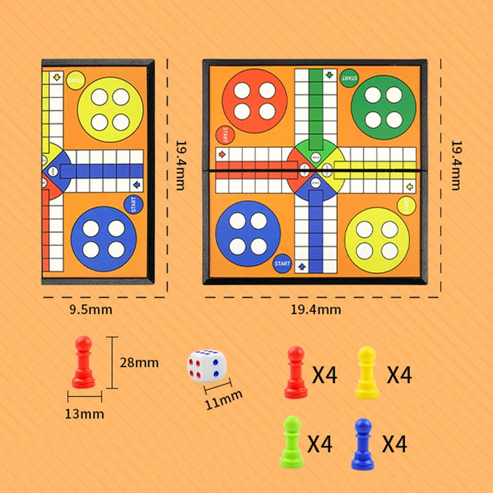 Portable Ludo, Chess & Backgammon Foldable Travel Game Set