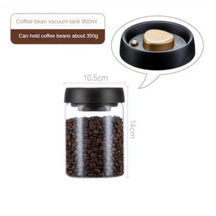 Glass Coffee Bean Storage Jar with Press-Down Vacuum Lid – Airtight Food Canister