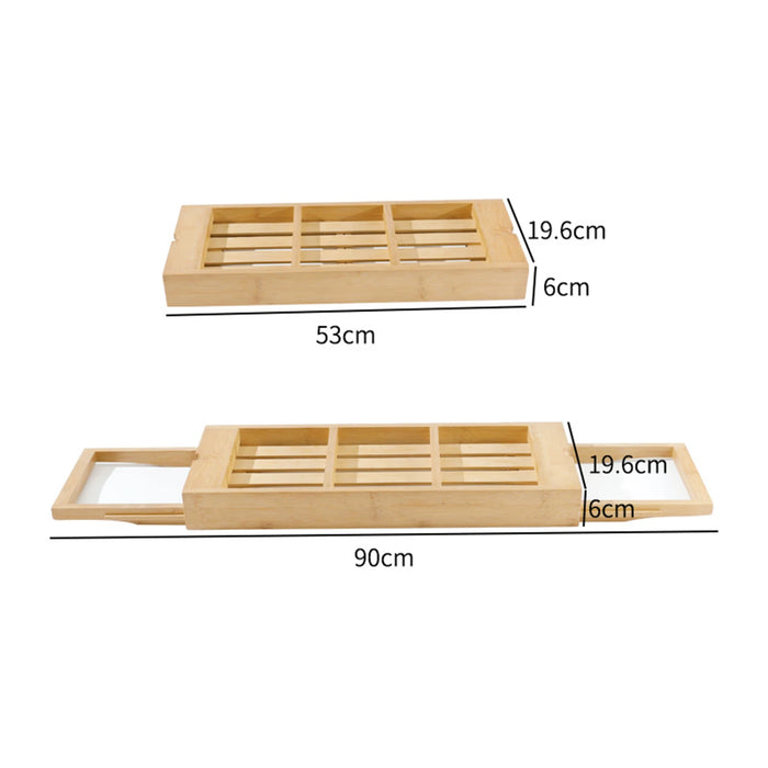 Expandable Wooden Bathtub Caddy Tray – Telescopic, Non‑slip Tablet & Soap Holder