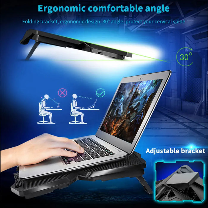 Laptop Cooler Stand with 4 Fans & 2 USB Ports — Fits 13–17 inch
