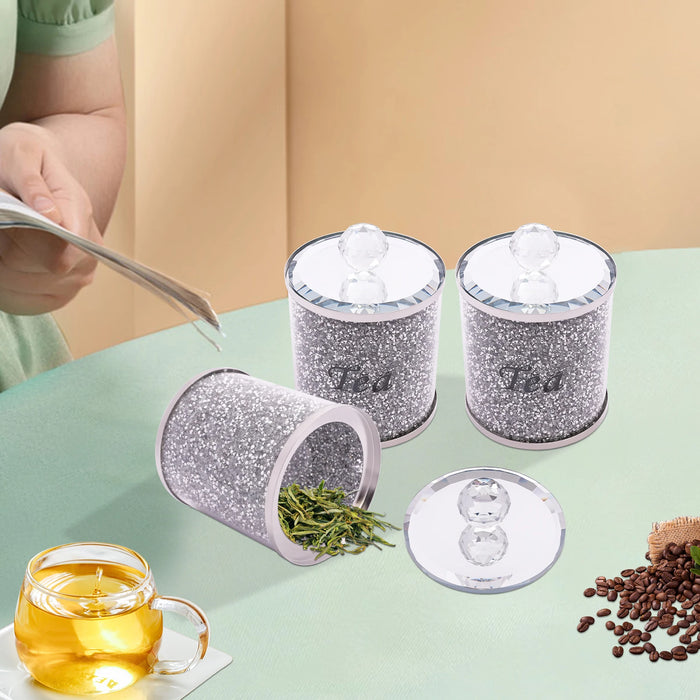 3-Piece Glass Canister Set with Stainless Steel Lids — Airtight Food Storage (10 x 14cm)