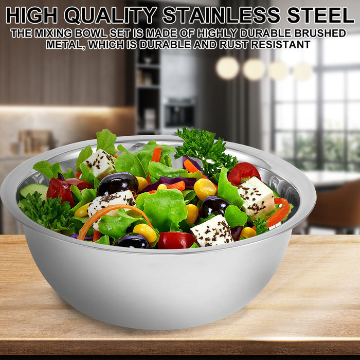 5-Piece Stainless Steel Mixing Bowl Set — Nesting, 2600–500ml