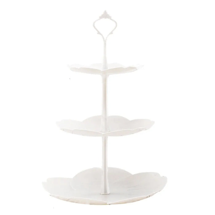 3-Tier White Cupcake & Cake Stand – Plastic Dessert Display Tower