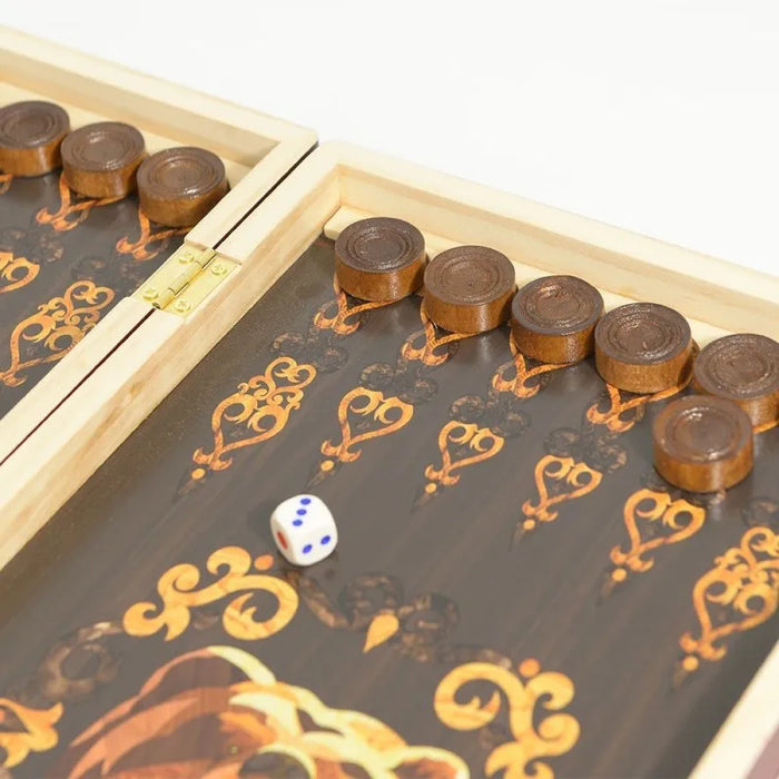 Foldable Wooden Backgammon Set – Portable Board with 30 Pieces (29/39/49cm)