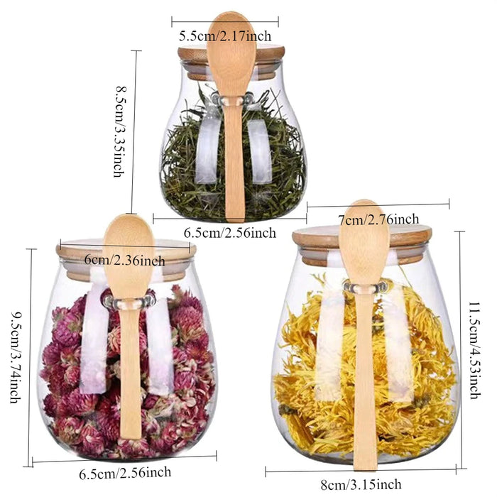 Airtight Glass Storage Jar with Bamboo Lid — 350 / 600 / 1000ml