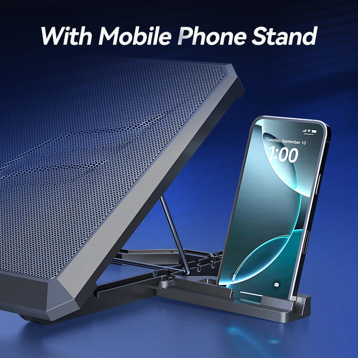 Laptop Cooling Pad with 12 Quiet Fans — 12–17.3‑inch Cooler Stand with Dual USB & Phone Holder