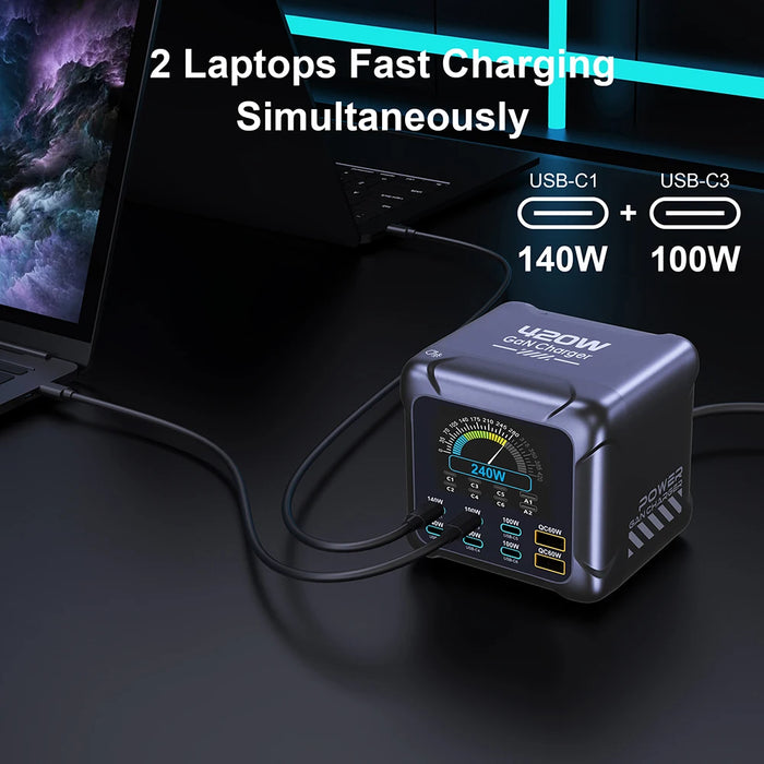 420W GaN PD3.1 PPS Fast Charging Station with Digital Display — up to 140W USB‑C