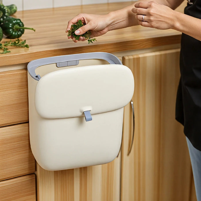 12L Hanging Kitchen & Bathroom Bin with Lid — Door or Wall Mount