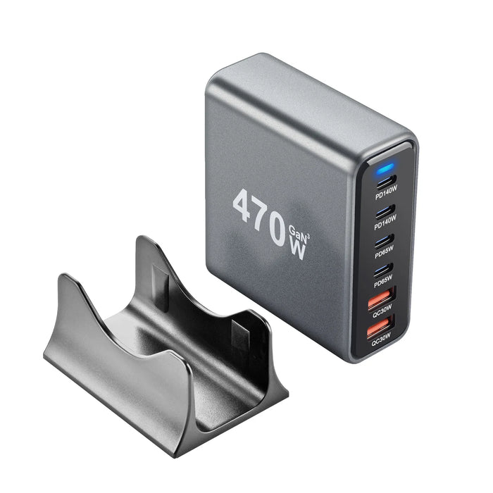 470W 6‑Port GaN Desktop Charger — 4C+2A USB‑C PD Fast Charge for Phones, Tablets & Laptops