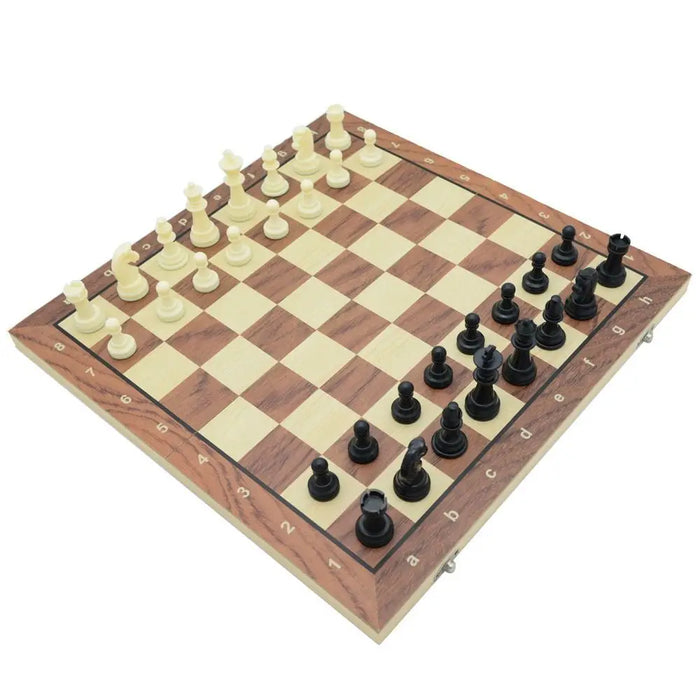 Solid Wooden Magnetic Foldable International Chess Set — Educational Game