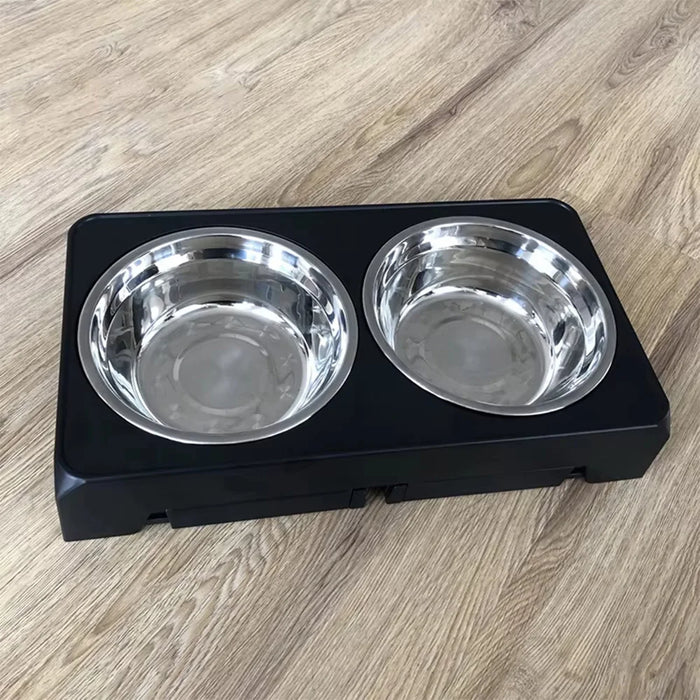 Adjustable Elevated Dog Feeder with Double Stainless Steel Bowls — Small to Large Dogs