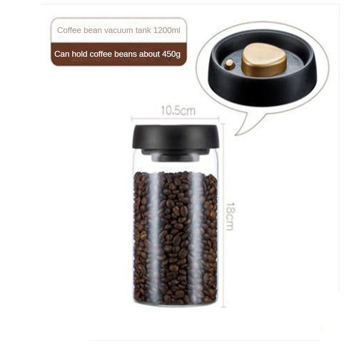 Glass Coffee Bean Storage Jar with Press-Down Vacuum Lid – Airtight Food Canister