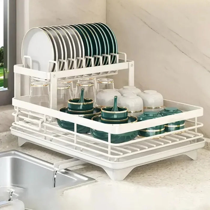 Adjustable Double-Layer Dish & Bowl Drainer – Space-saving Kitchen Rack