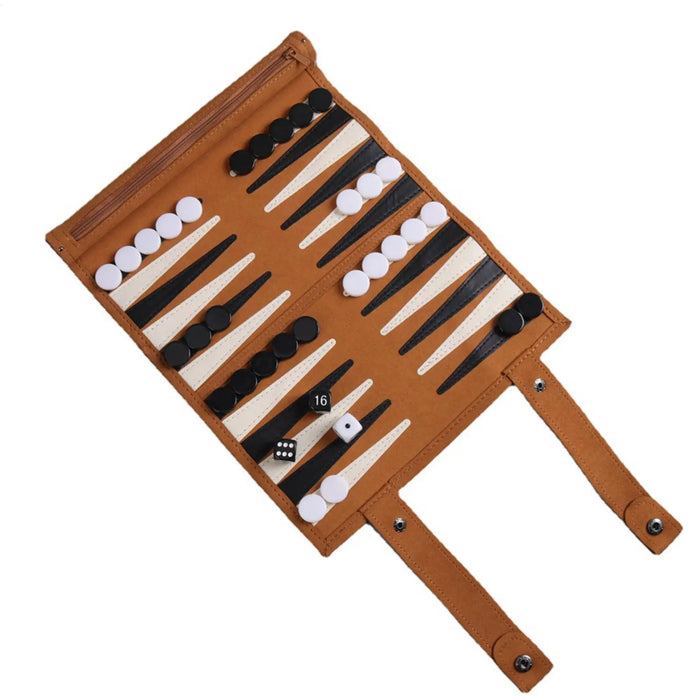 Roll-Up Backgammon Travel Set – Portable Classic Board Game for Family & Friends