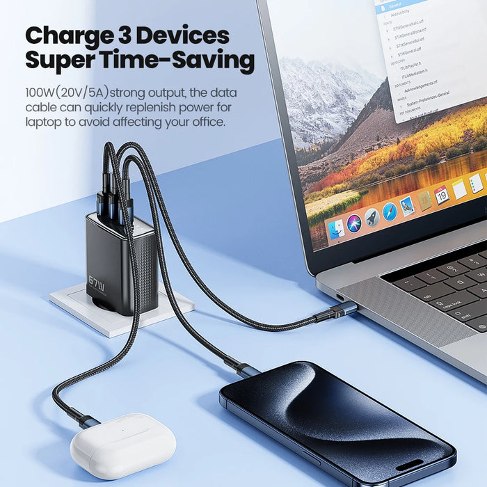 Toocki 67W GaN USB-C Charger with LED Display — 3-Port PD & Quick Charge