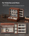 12-Slot Wooden Watch Display Case with Drawers — Coffee Brown
