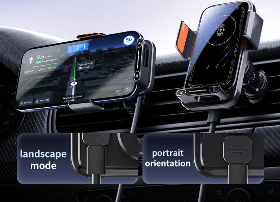 15W Car Phone Charger & Holder — Auto‑Sensing Vent Mount with One‑Touch Release