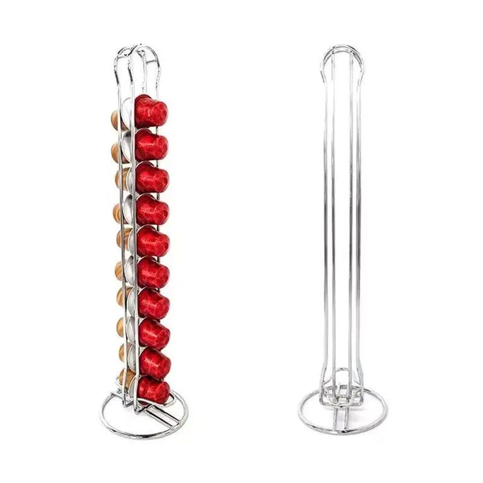 Rotating Nespresso Pod Holder — 20-Capsule Coffee Rack (Gold)