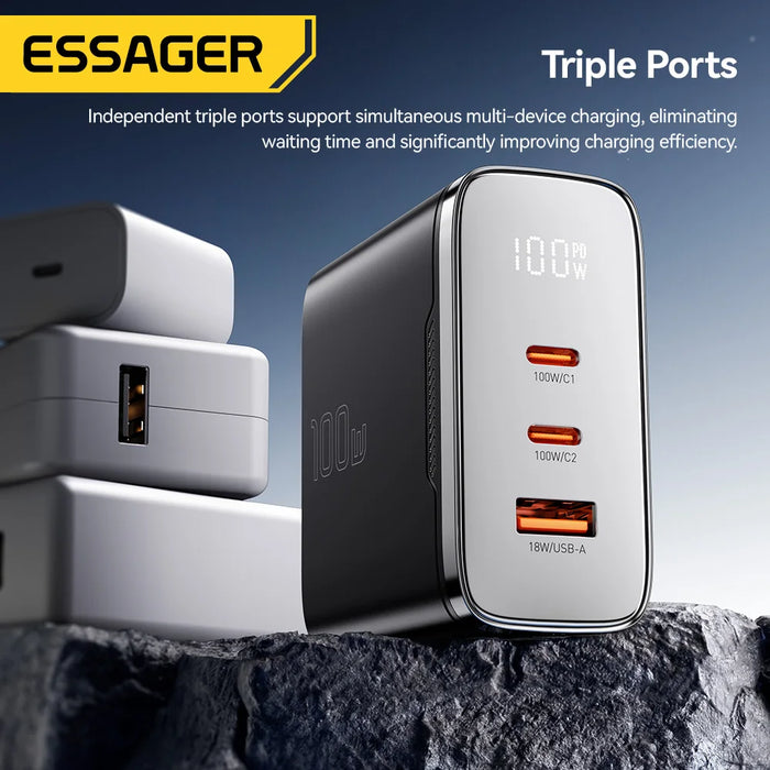 100W GaN USB-C Charger with Digital Display — PD 3.2 & QC 4.0, USB-A + 2×USB-C