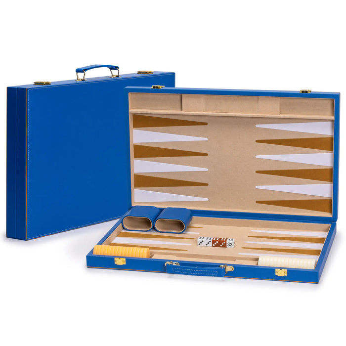 Travel Chess & Backgammon Set with Acrylic Pieces in Leather Case, 25 x 19 x 6 cm