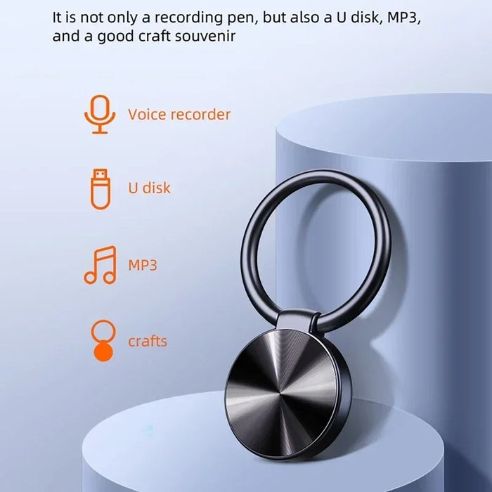 32GB Keychain Voice Recorder — Mini Digital Dictaphone, MP3 Player with Noise Reduction