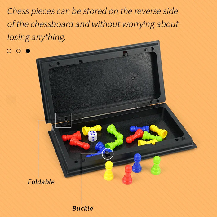 Portable Ludo, Chess & Backgammon Foldable Travel Game Set