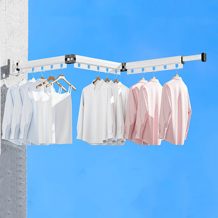 Foldaway Wall-mounted Clothes Dryer — White Aluminium Alloy, Retractable