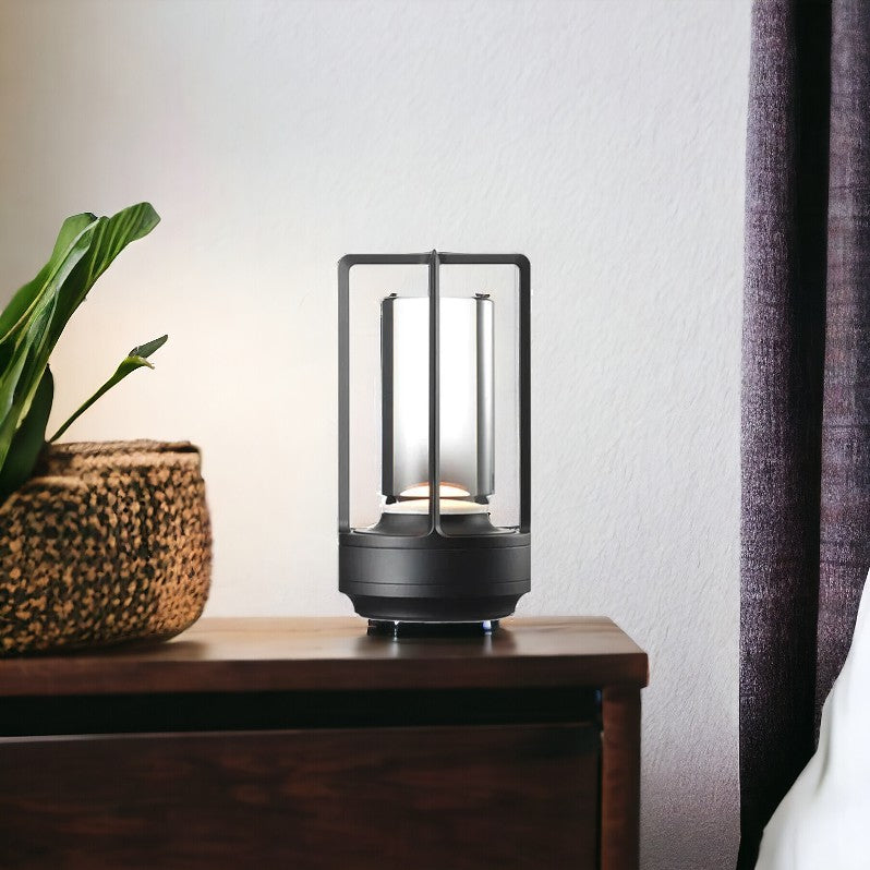 Lampe de bureau et de table nordique moderne sans fil en métal - Sans fil, rechargeable, LED avec contrôle tactile et fonction de gradation, adaptée pour la chambre, la maison, l'extérieur - Lumière de nuit idéale pour restaurant et usage domestique