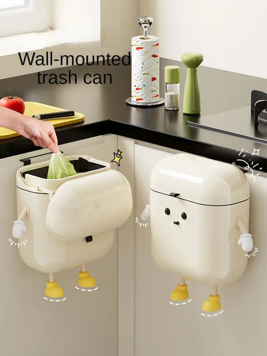 Cream Wall-mounted Kitchen Bin with Lid — 9L / 12L (DIY option)