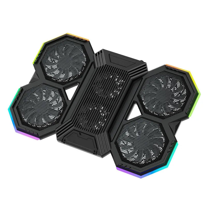 Gaming Laptop Cooler Pad — Six Fans, 15.6in Adjustable Stand with RGB & 2 USB Ports