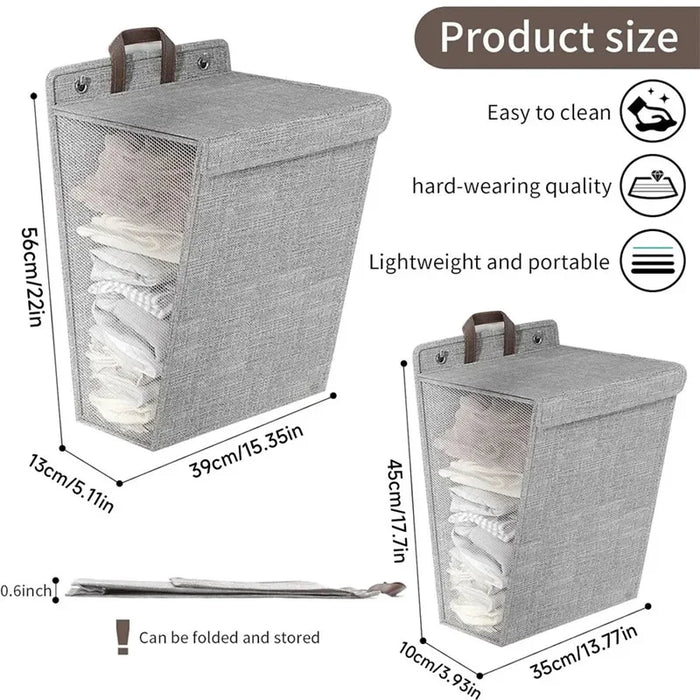Foldable Adhesive Wall Laundry Hamper – Punch-Free Mesh Basket