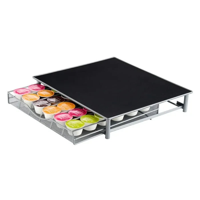 Metal Coffee Capsule Drawer Rack – 36-Capsule Desktop Storage Shelf
