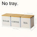Set of 3 Metal Canisters with Bamboo Lids — 500ml (Coffee, Tea, Sugar)