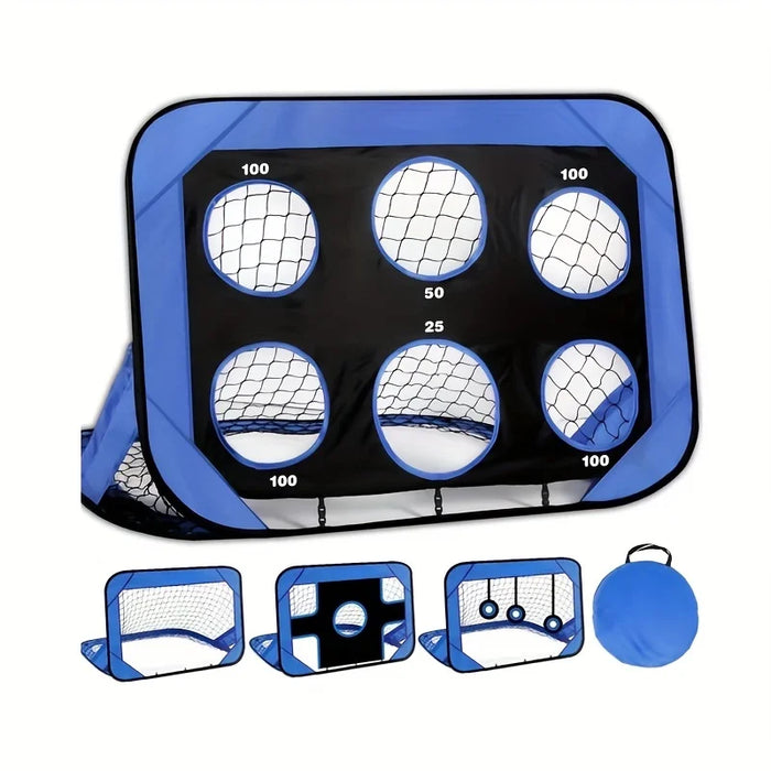 4‑Mode Pop‑Up Football Goal — Foldable Indoor/Outdoor Practice Net (Blue)