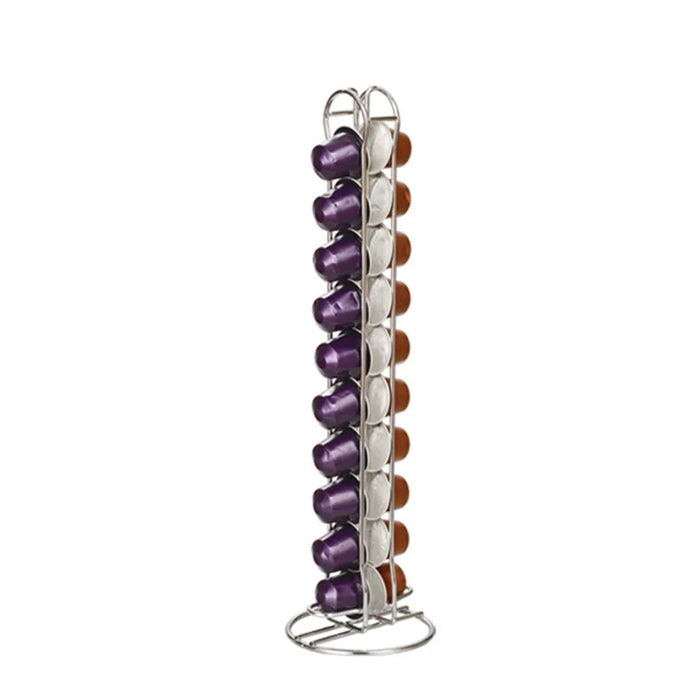 Rotating Nespresso Pod Holder — 20-Capsule Coffee Rack (Gold)
