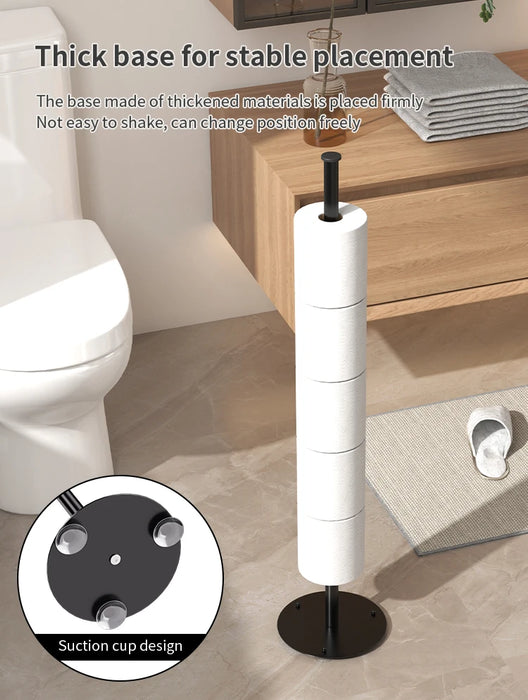 Foldable Floor-Standing Toilet Roll Holder with Reinforced Base, Standalone Dispenser
