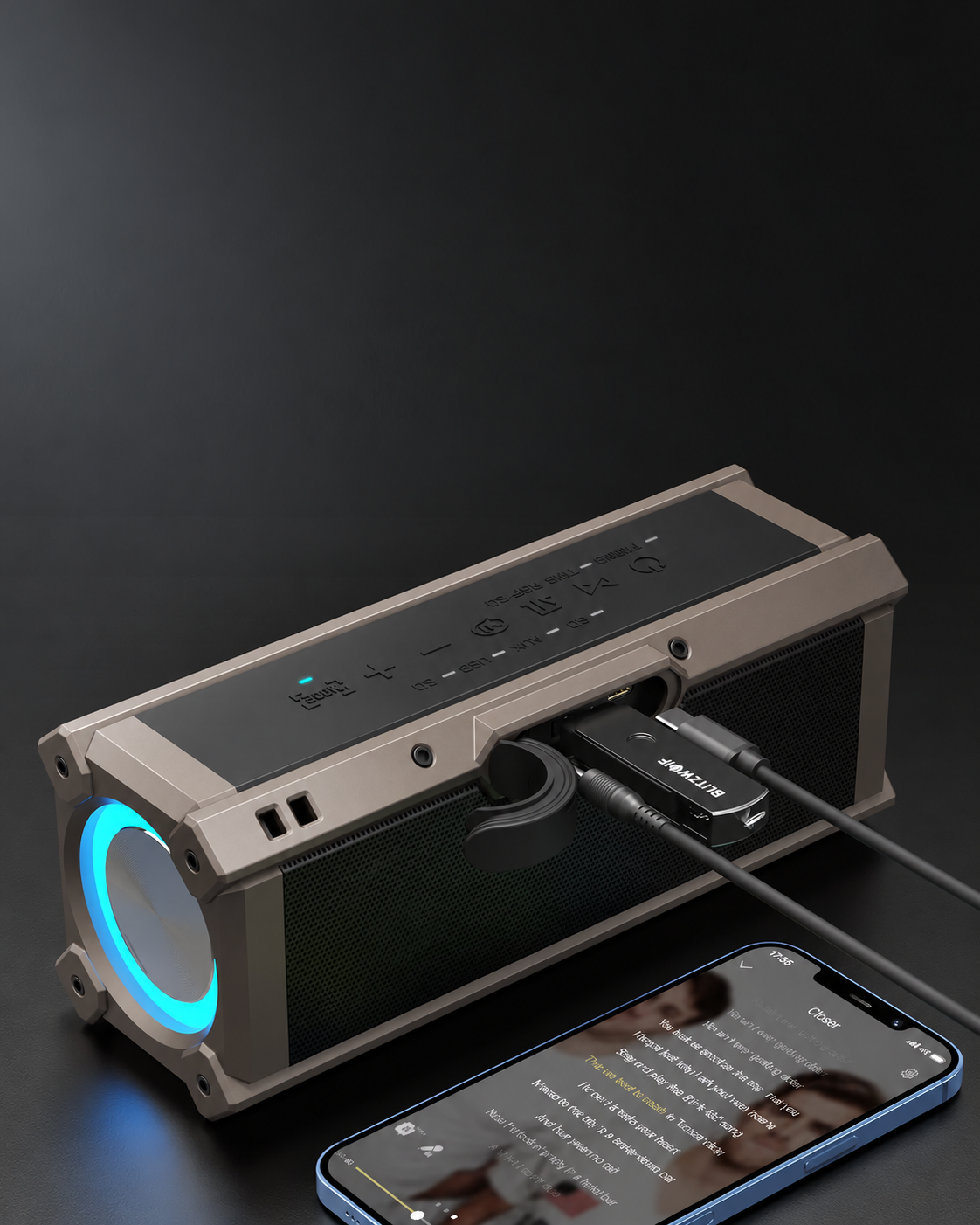 Ports de connexion du BW-WA3, clé USB et téléphone connecté