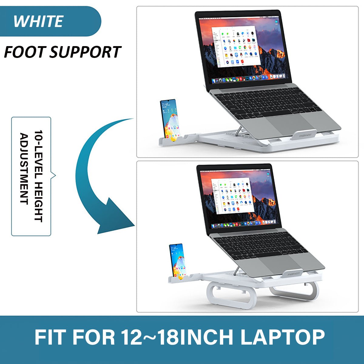 Universal Multifunctional Stand - 4 USB 3.0 Ports, 10-Gear Height Adjustment, Heat Dissipation, for 12-18 inch Devices - Ideal for Macbook and Desktop Users Needing Bracket Holders - Shopsta EU