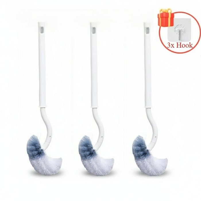 S‑Shaped Wall‑Mounted Toilet Brush, Long Handle, Soft PP Bristles, 39×11cm