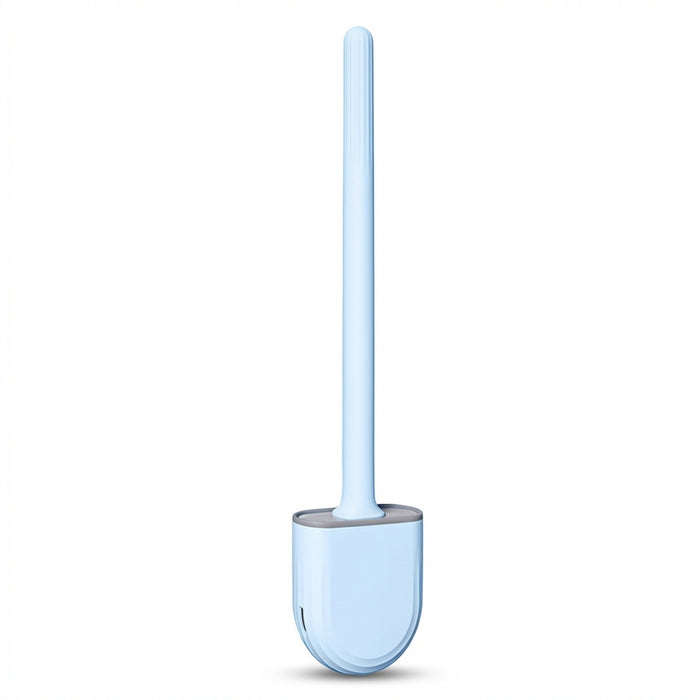 Wall-Mounted Silicone Toilet Brush Set — Easy Install, Long Handle with Portable Holder