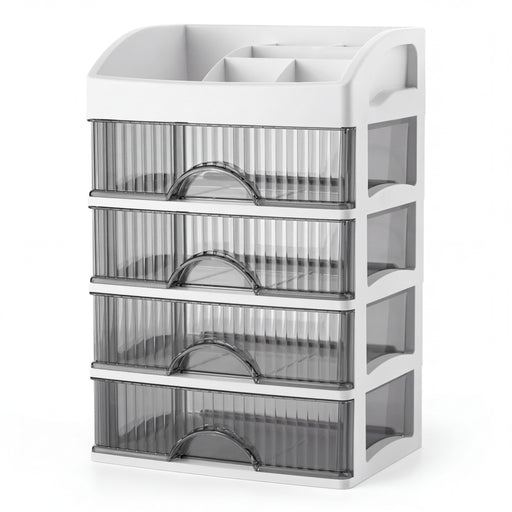 PP 5-Layer Drawer Makeup Storage Box – Multi-layer Cosmetic Organiser (White / Pink)