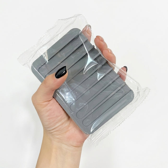 Single-Pack Silicone Self-Draining Soap Dish – Non-Slip Countertop Holder, 11.5×8×1 cm