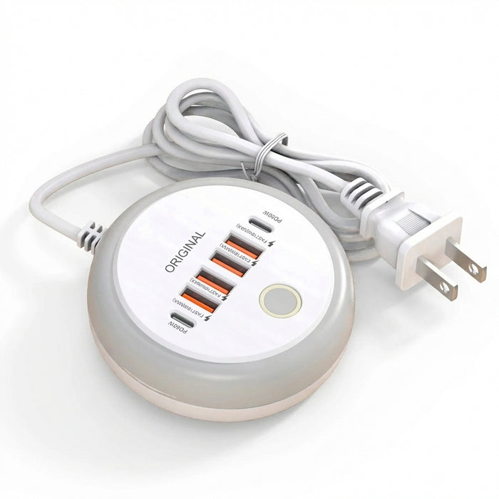 50W 6‑Port USB PD Desktop Charger — 2×USB‑C & 4×USB‑A