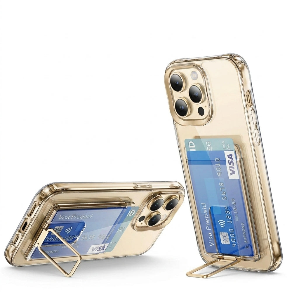 Transparent MagSafe Card Wallet & Stand for iPhone – Clear PC Case