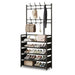 5-Tier Metal Shoe Rack with 8 Hooks — Coat, Hat & Bag Organiser