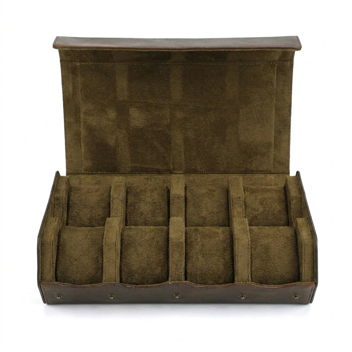 Vintage Genuine Leather Watch Roll Travel Case — 1/2/3/4/6/8 Slot Organiser