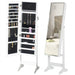 Lockable Full-Length Jewellery Cabinet Mirror – Freestanding Armoire, White